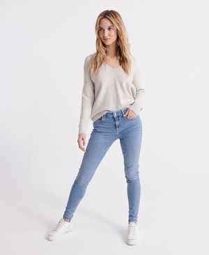 Superdry Mid Rise Skinny Női Farmer Sötétkék | UYWDA4695